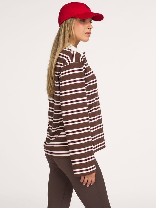 Emilia Polo Emilia, katoenen gestreepte polo longsleeve