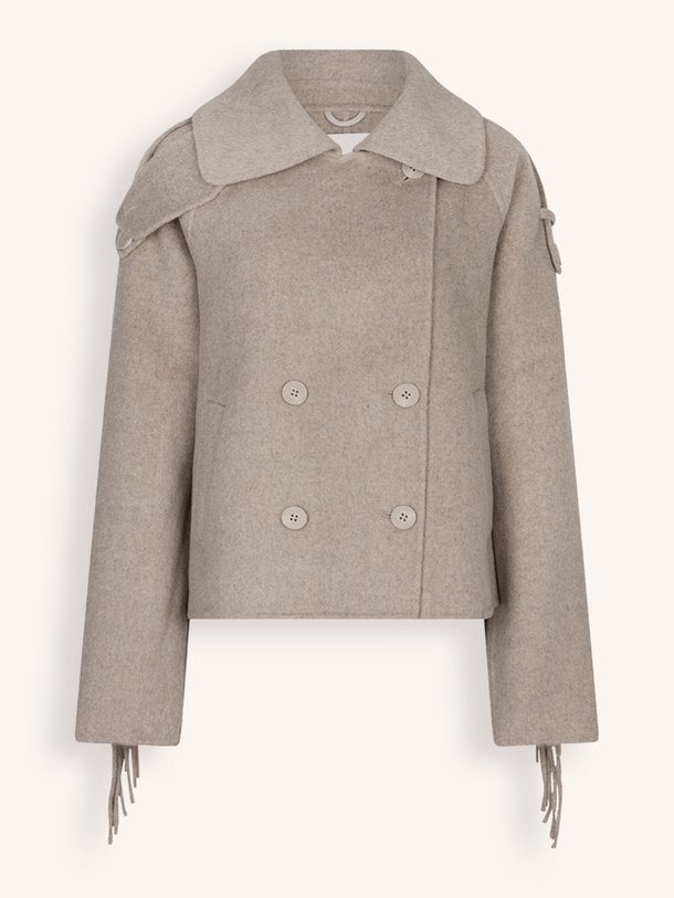 Haven fringe coat Haven, wolmix jas met franjes