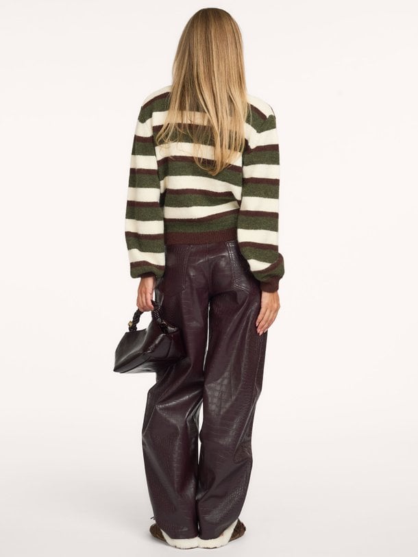 Draco, leatherlook barrel fit broek