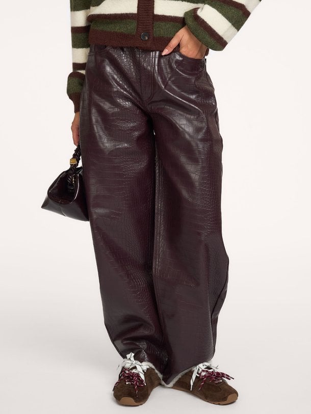 Draco, leatherlook barrel fit broek
