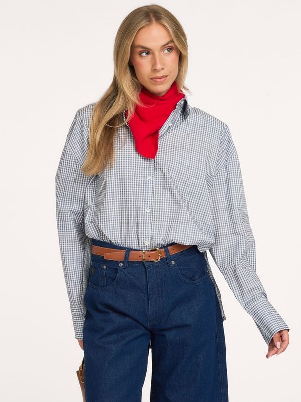 KIM-LS Kim, katoenen geruite blouse