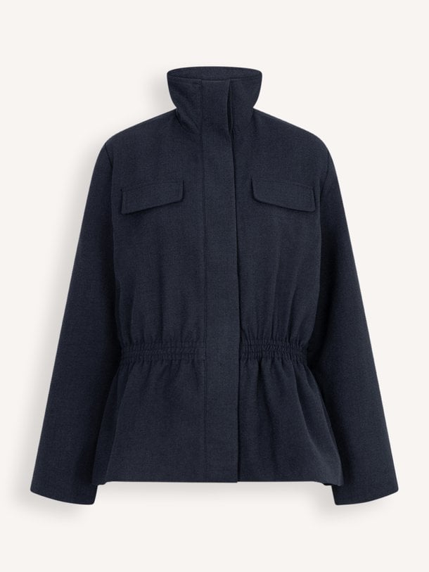 CLEND Standing collar waisted jacket Clend, viscosemix jasje