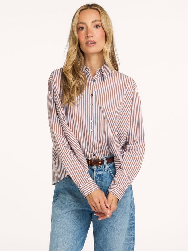 CELYA A line blouse Celya, katoenmix gestreepte blouse