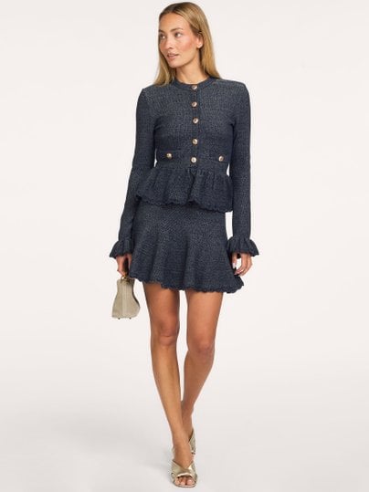 TEXTURED KNIT MINI DRESS Katoenmix jurk