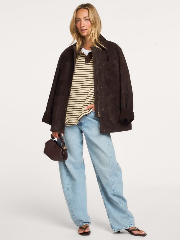 POLLIE-JU Pollie, katoenmix oversized polo longsleeve