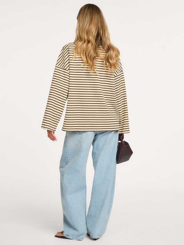 POLLIE-JU Pollie, katoenmix oversized polo longsleeve