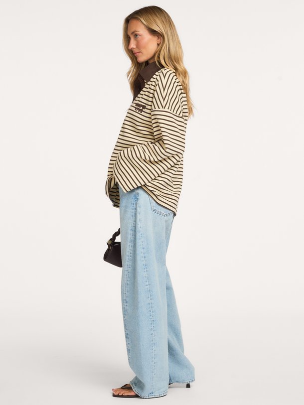 POLLIE-JU Pollie, katoenmix oversized polo longsleeve