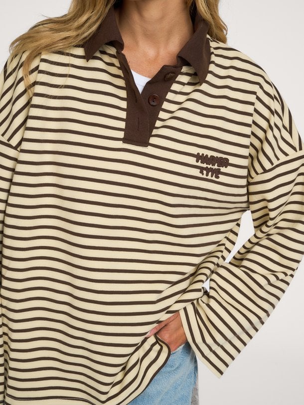 POLLIE-JU Pollie, katoenmix oversized polo longsleeve