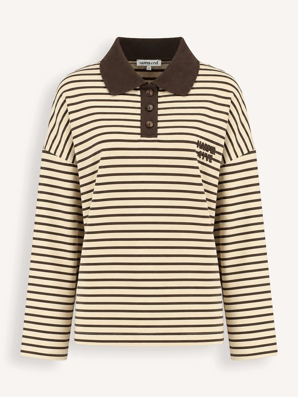 Pollie, katoenmix oversized polo longsleeve