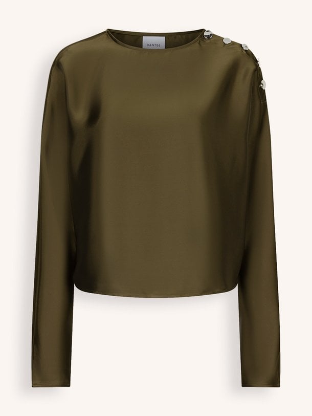 Leiva bold satin button detail top Leiva, geweven top