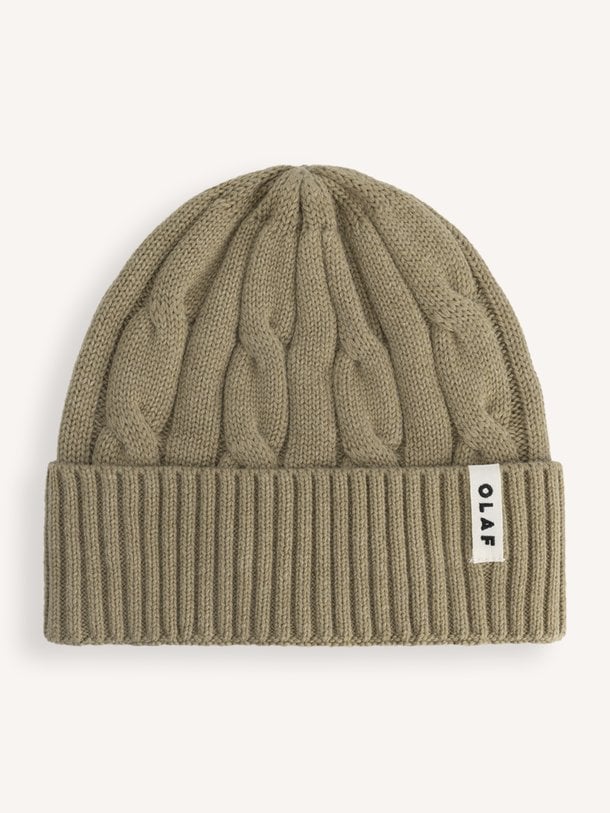 WOOL CABLE KNITTED BEANIE Wol/katoenmix muts