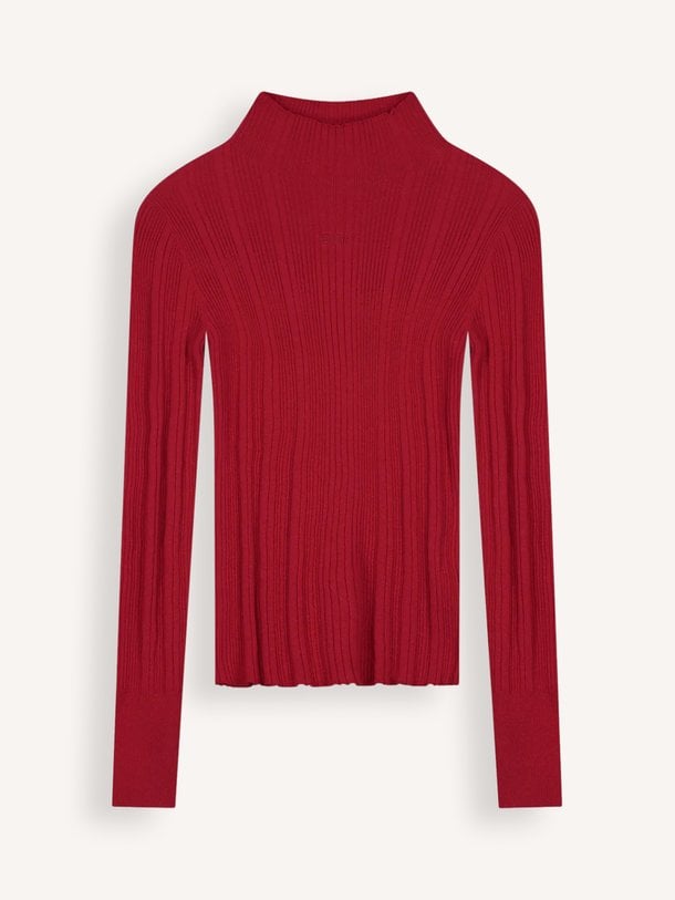 KNITTED TURTLENECK Katoenmix rib longsleeve