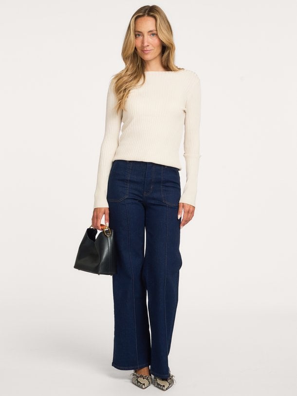 LE SLIM PALAZZO PINTUCK POCKET High waist straight fit jeans