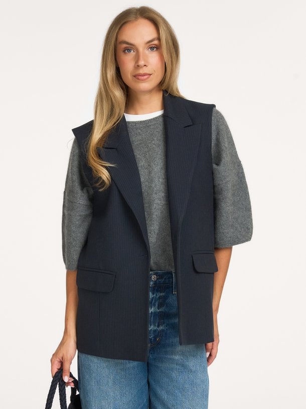 nes copper stripe gilet Nes, viscosemix gestreept gilet