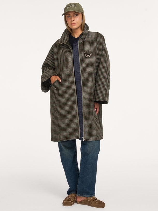JUNY F2653 Juny, wollen geruite jas