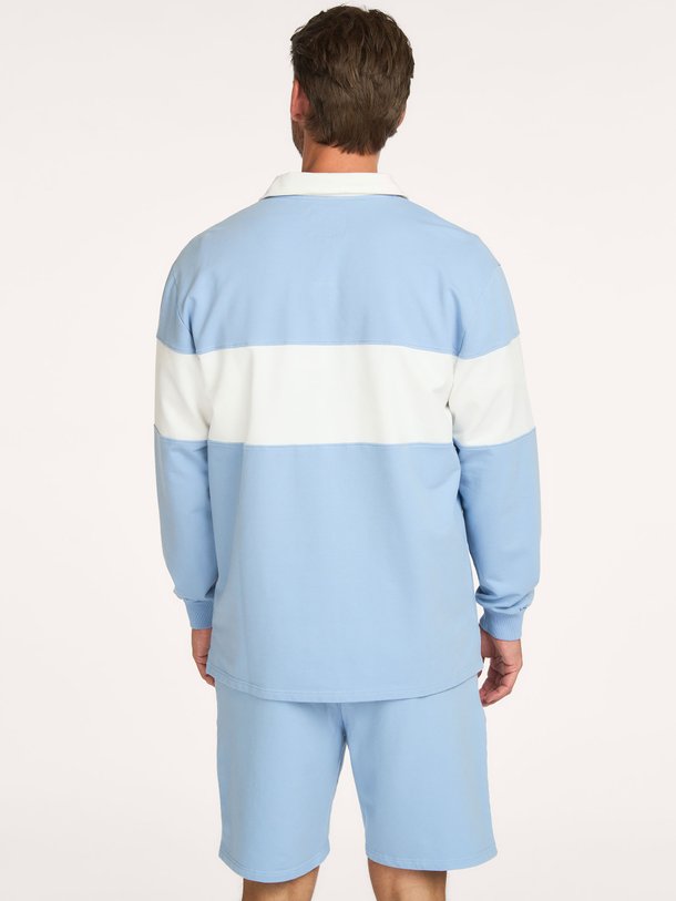 Katoenmix gestreepte polo sweater met logo