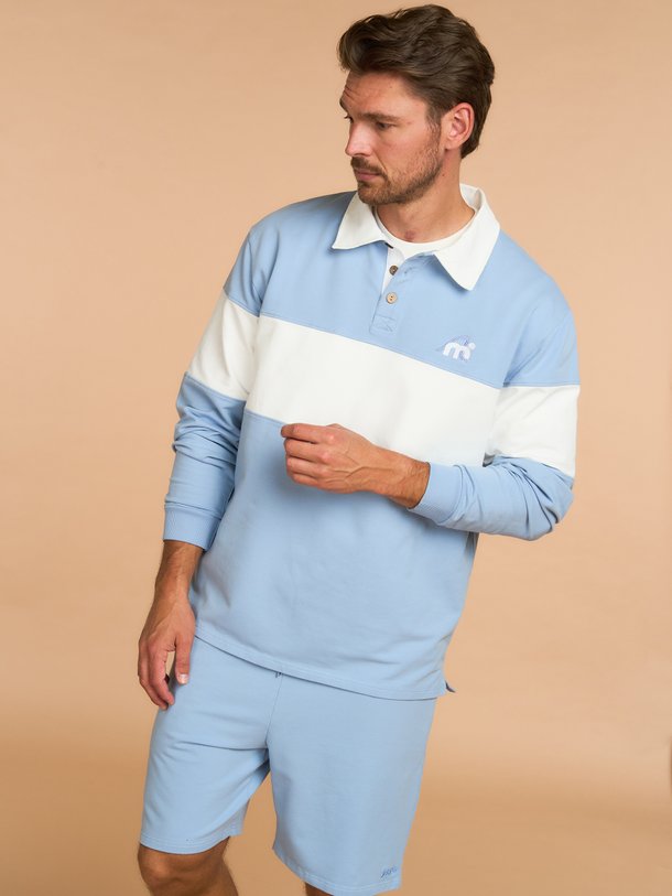 Katoenmix gestreepte polo sweater met logo