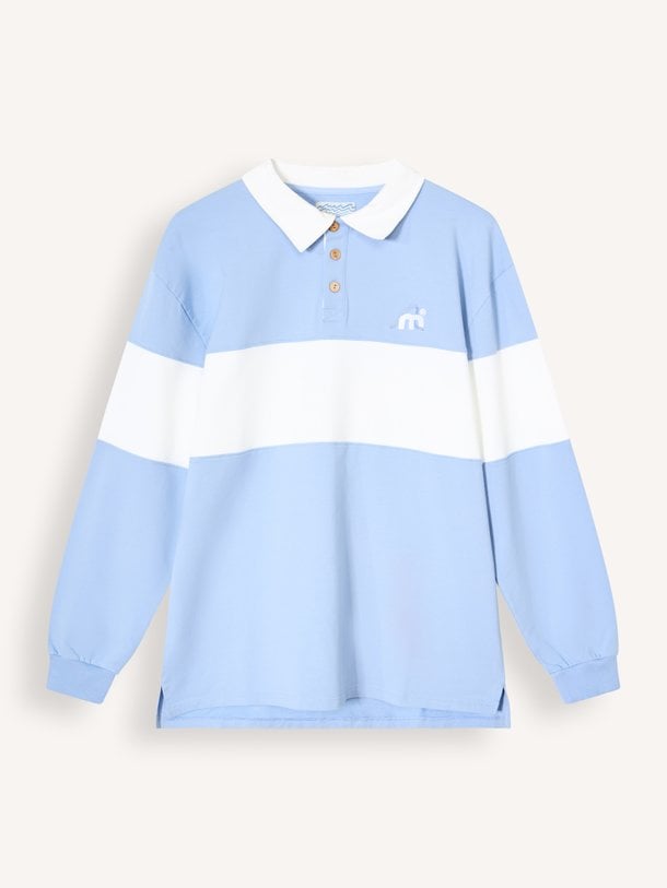 3080638005057 Katoenmix gestreepte polo sweater met logo