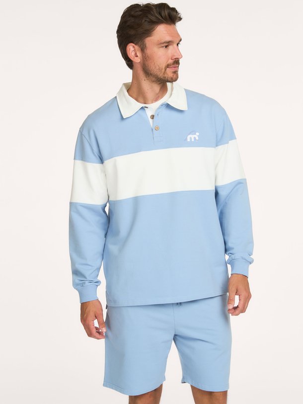 Katoenmix gestreepte polo sweater met logo