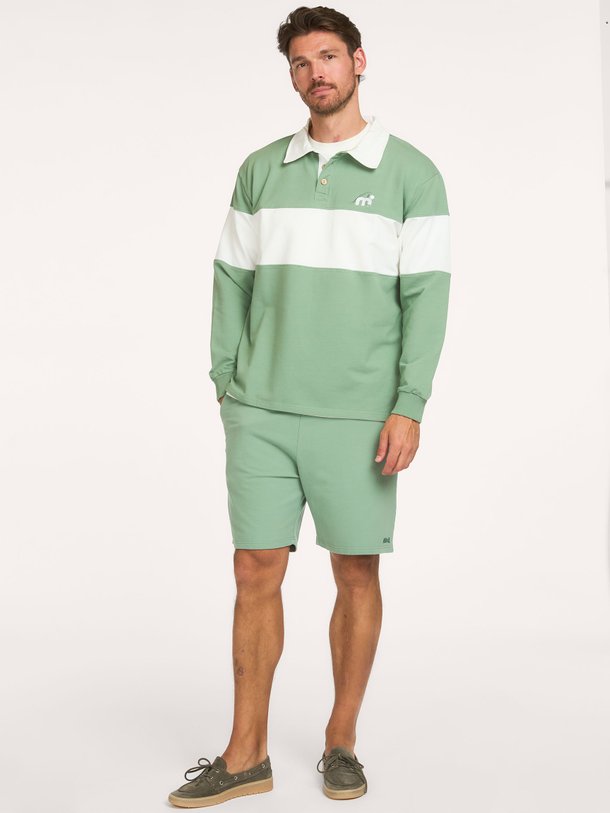Katoenmix gestreepte polo sweater met logo