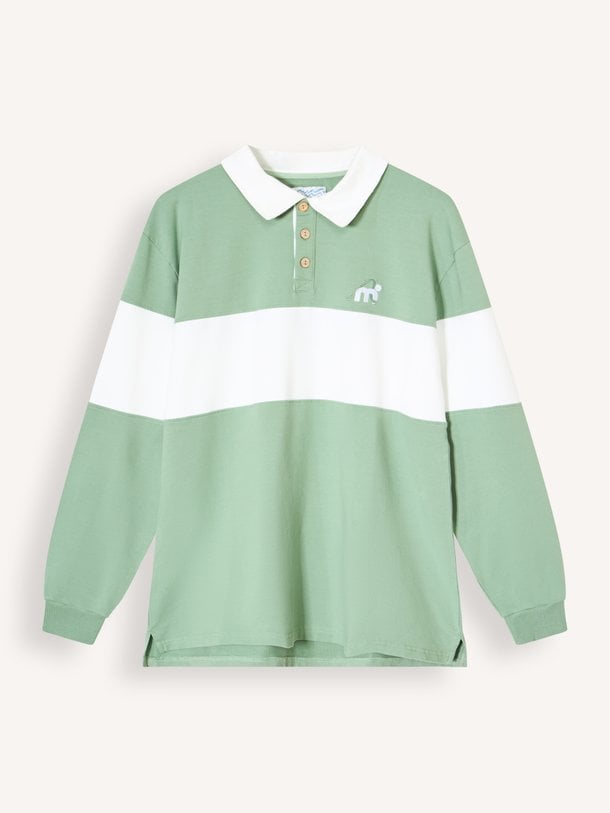3080638005057 Katoenmix gestreepte polo sweater met logo