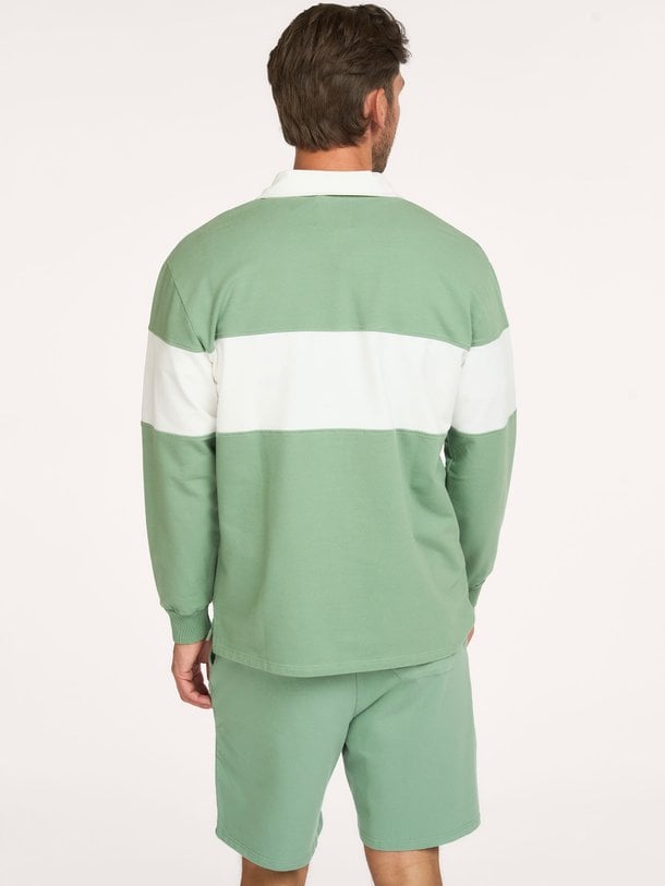 Katoenmix gestreepte polo sweater met logo