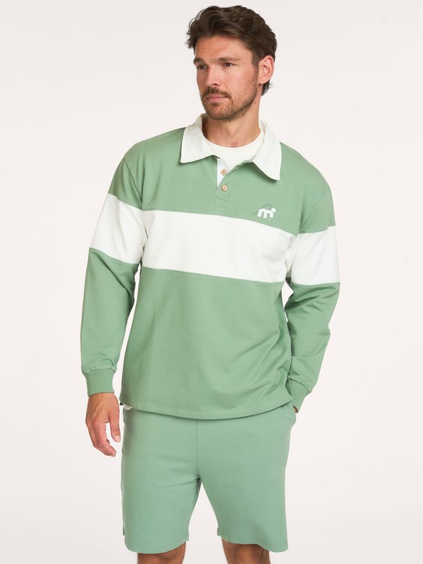 Katoenmix gestreepte polo sweater met logo
