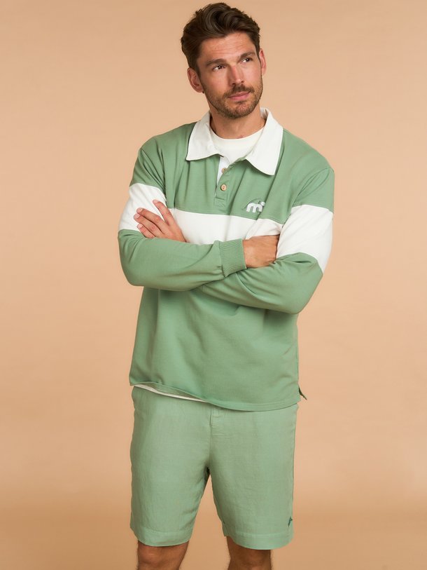 Katoenmix gestreepte polo sweater met logo
