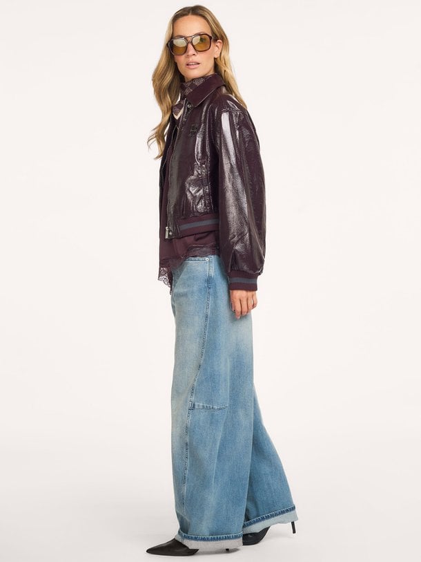 Dalyn faux crackle leather bomber Dalyn, leatherlook bomber jack