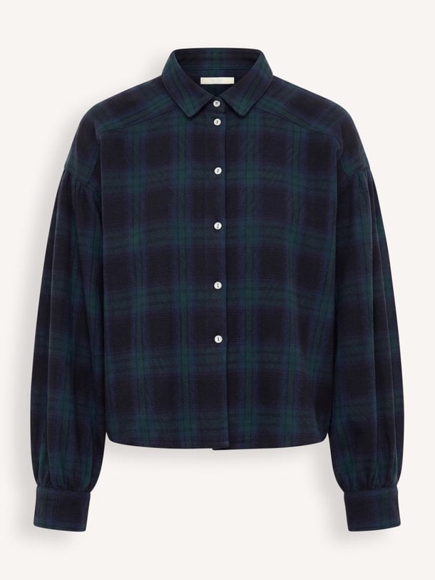 sarah short green check blouse Sarah, organic cotton geruite blouse