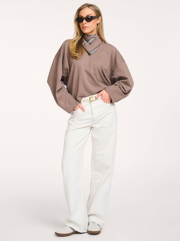 sweater v-neck fleece Organic cotton mix sweater