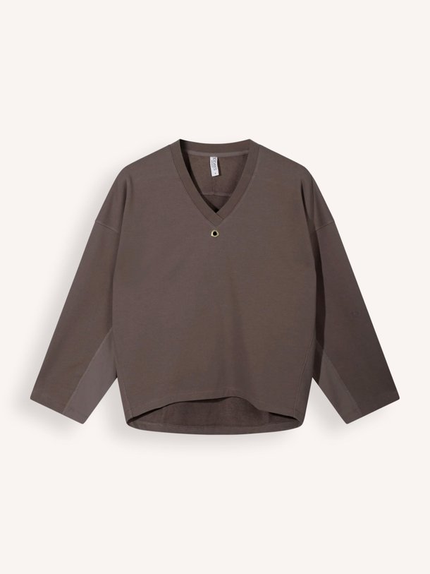 sweater v-neck fleece Organic cotton mix sweater