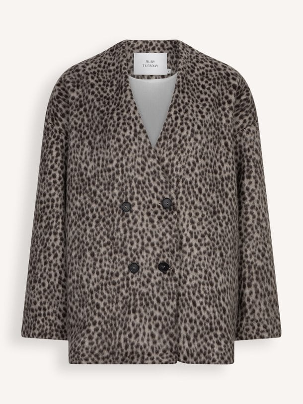 Couliez, wolmix blazer met dierenprint