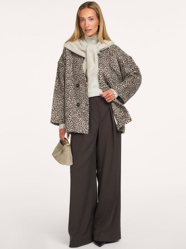Couliez, wolmix blazer met dierenprint
