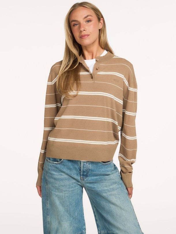 STRIPED KNITTED POLO Viscosemix gestreepte longsleeve