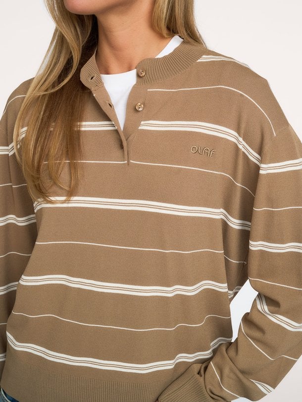 STRIPED KNITTED POLO Viscosemix gestreepte longsleeve