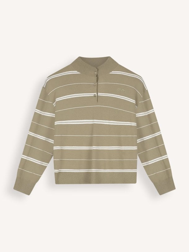 STRIPED KNITTED POLO Viscosemix gestreepte longsleeve