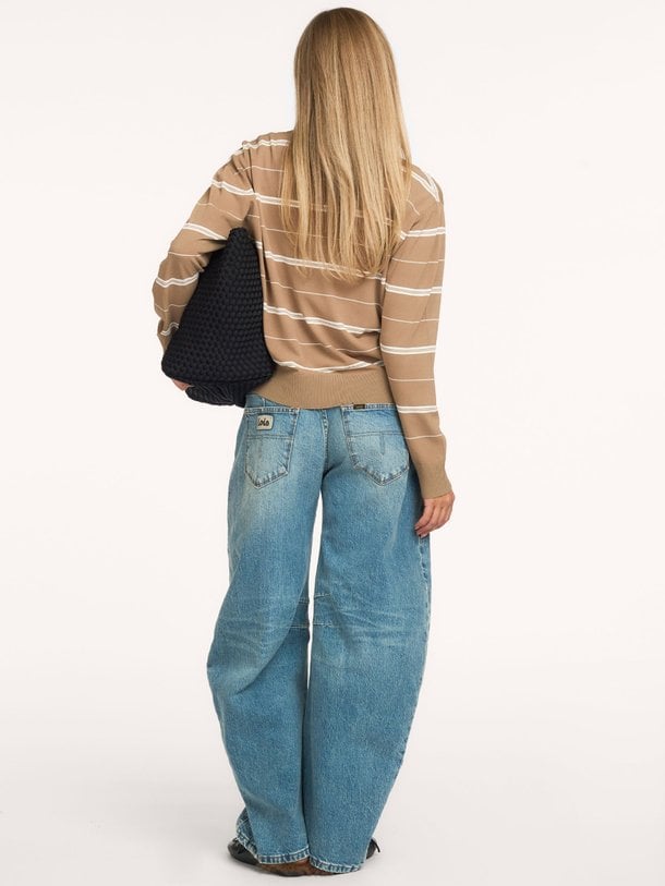 STRIPED KNITTED POLO Viscosemix gestreepte longsleeve