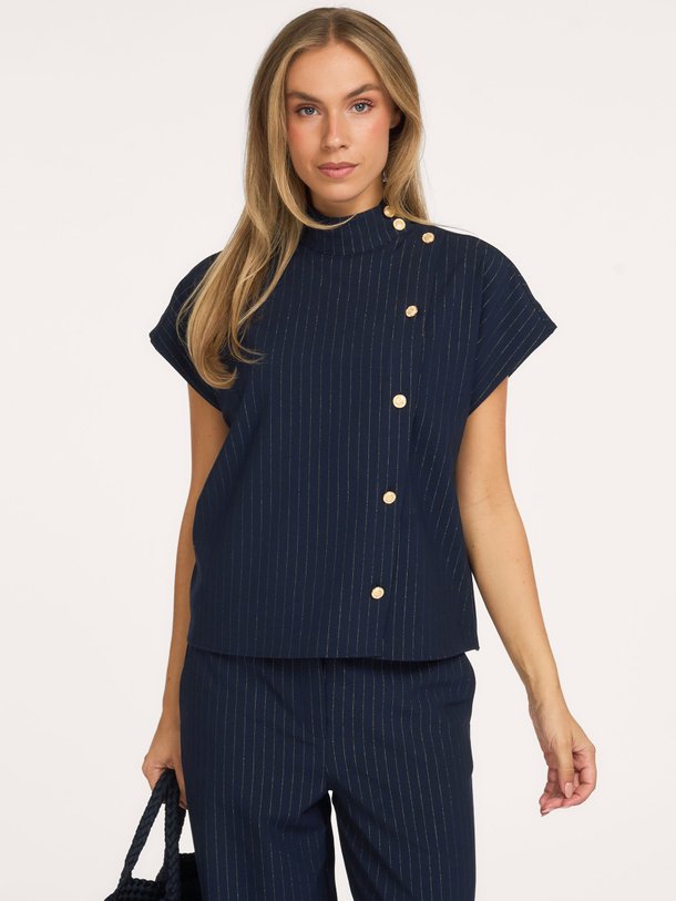 Danni gold stripe blouse Danni, viscosemix gestreepte blouse met lurex