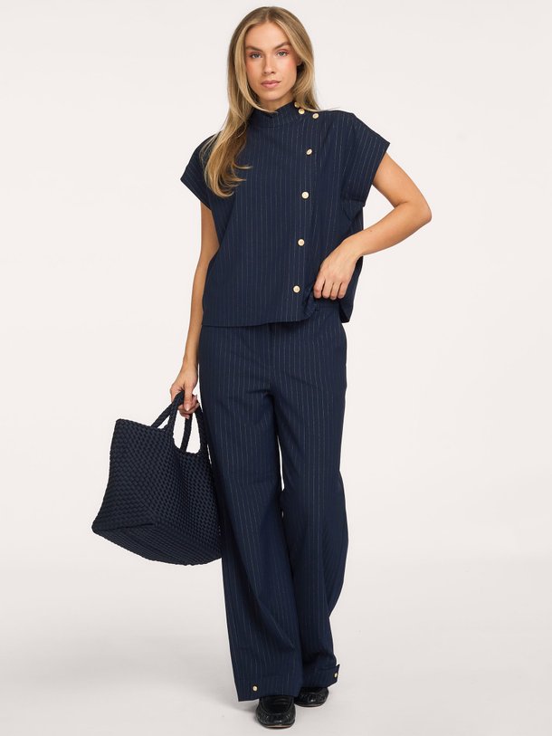 Danni gold stripe blouse Danni, viscosemix gestreepte blouse met lurex