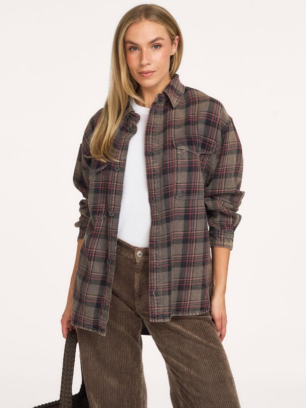 SNOW C1429 Snow, katoenen geruite blouse