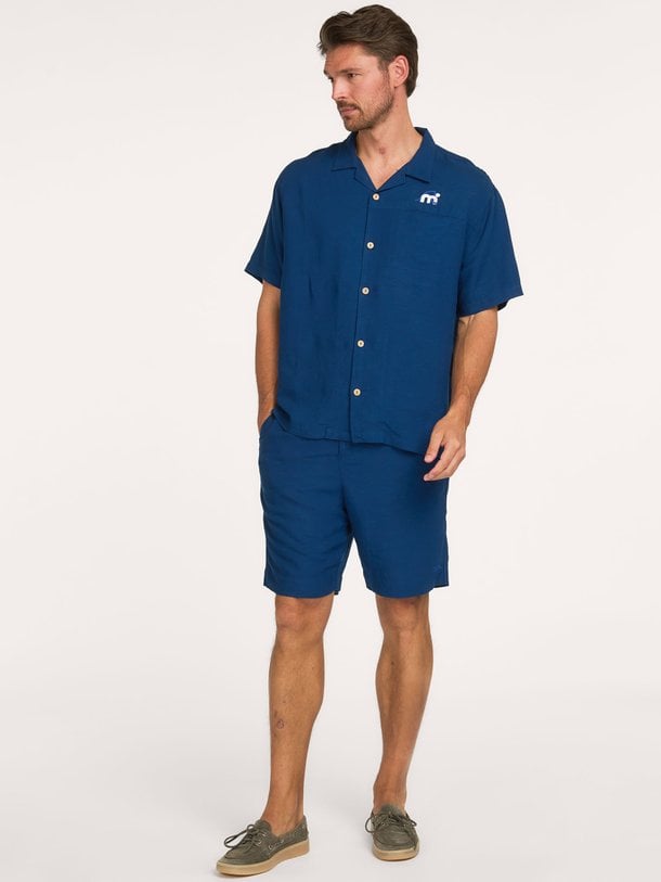 Viscose/linnenmix short met logo