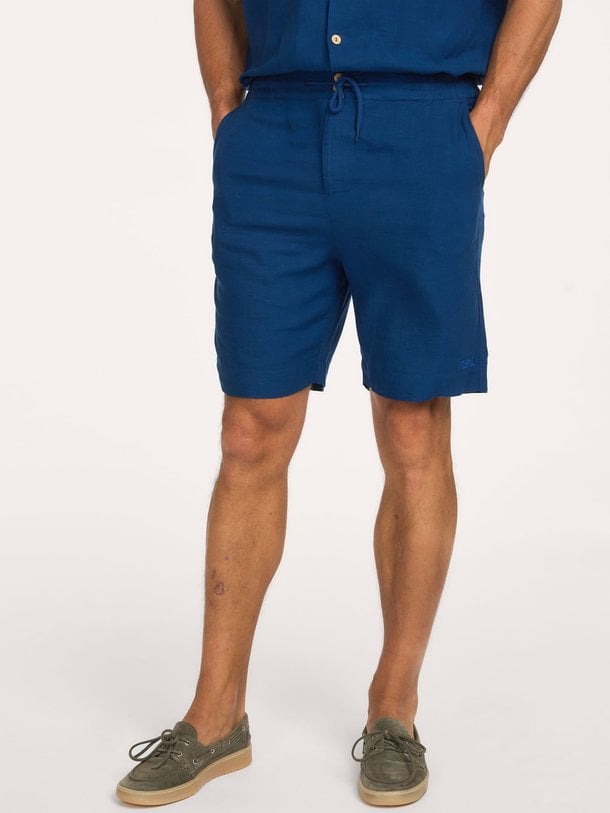 Viscose/linnenmix short met logo