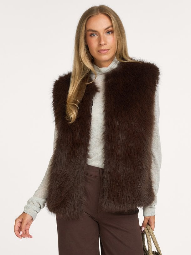 Mona, geweven fake fur gilet