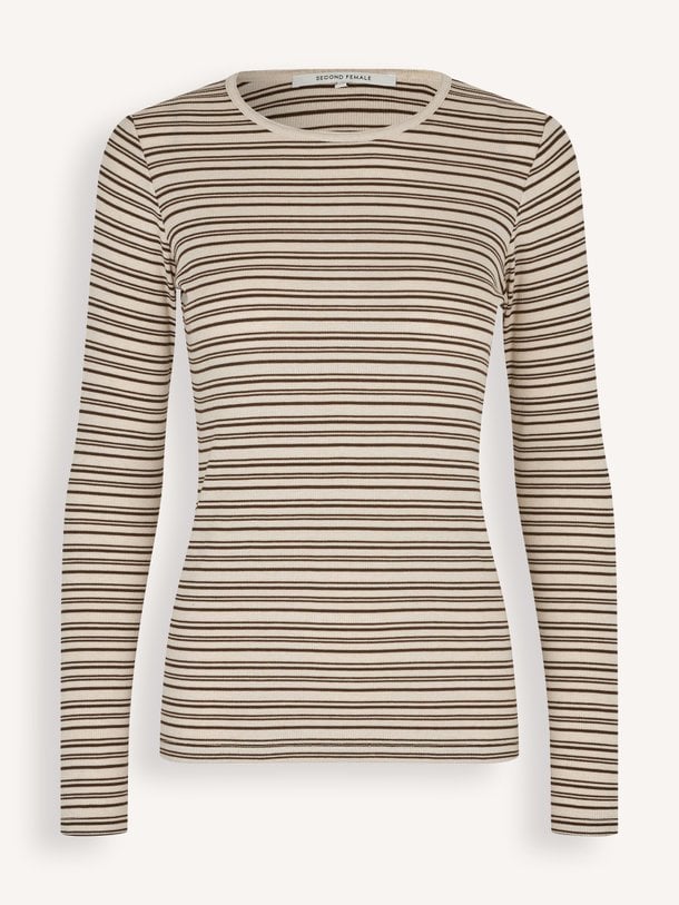 Flyra O-Neck Tee Flyra, wolmix gestreepte longsleeve