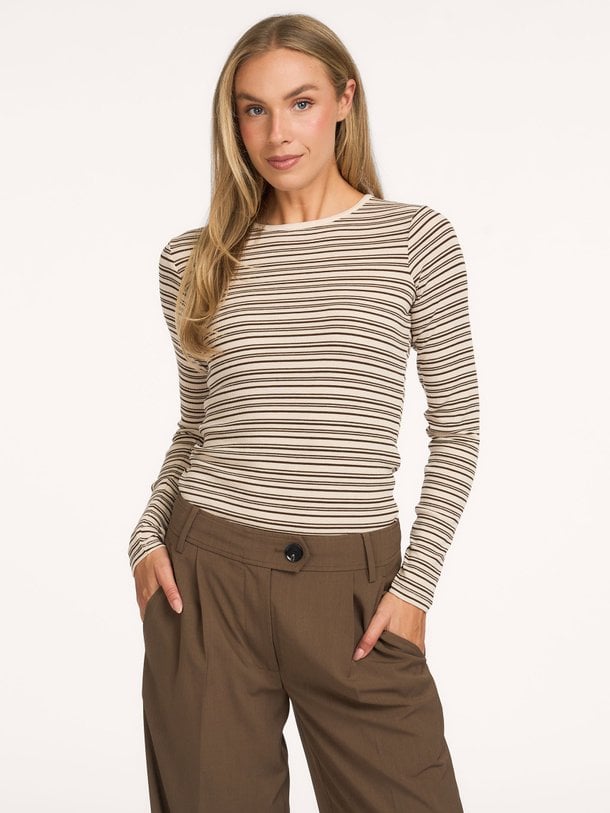 Flyra, wolmix gestreepte longsleeve