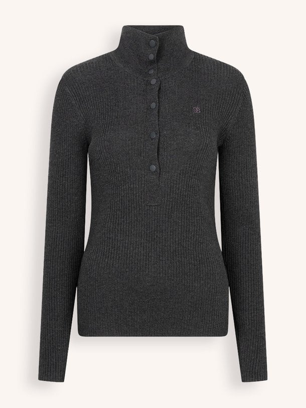 Lisai rib-knitted polo sweater Lisai, merino wolmix longsleeve