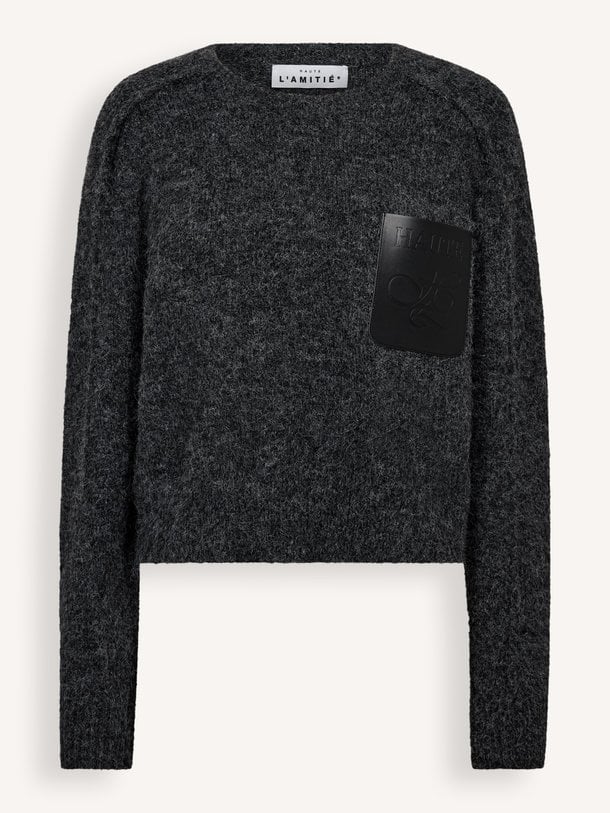 Darcia Reverse Crop Pocket Knit Darcia, wolmix gemêleerde trui