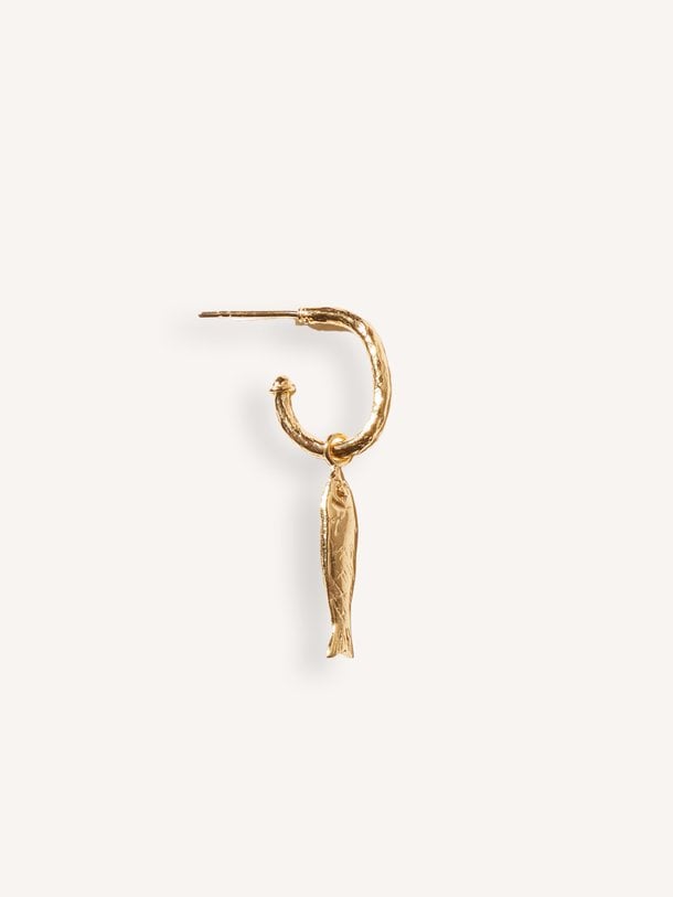Riva, vergulde oorbel met hanger
