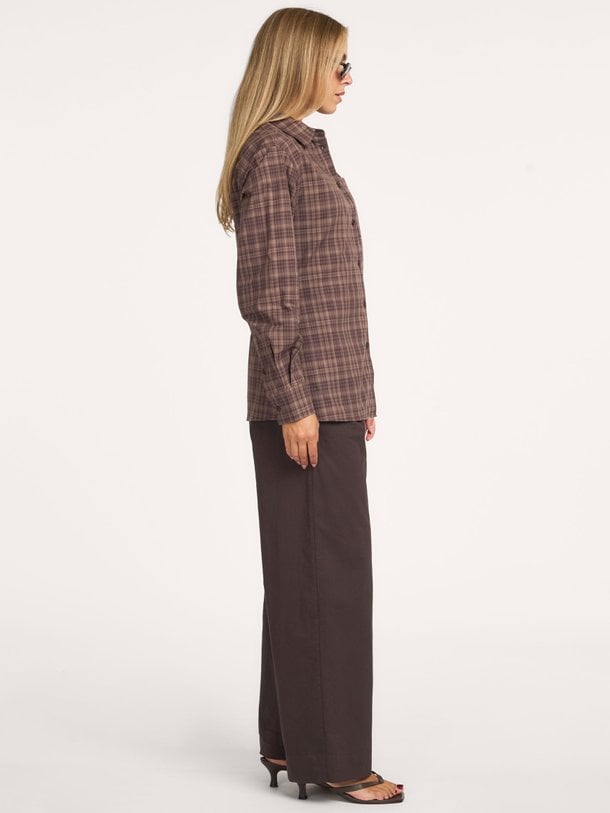 CHECKED FITTED SHIRT Katoenen geruite blouse